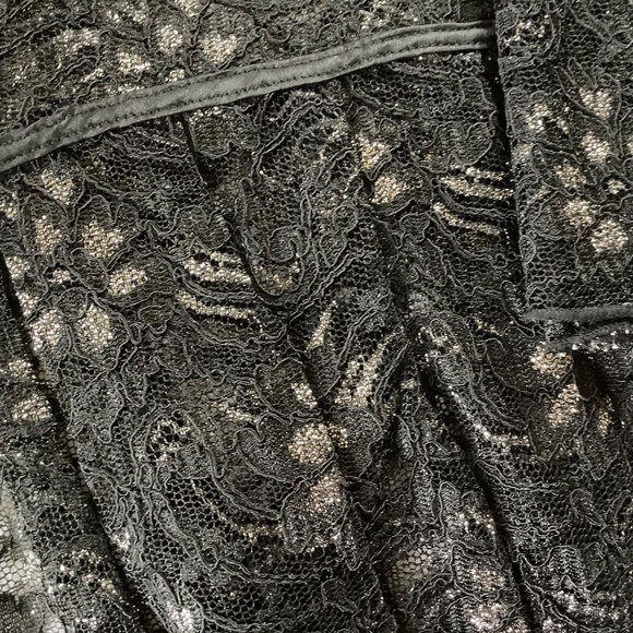 I.N.C Lace Jacket Tie Front Black Silver SZ PM - Picture 13 of 15